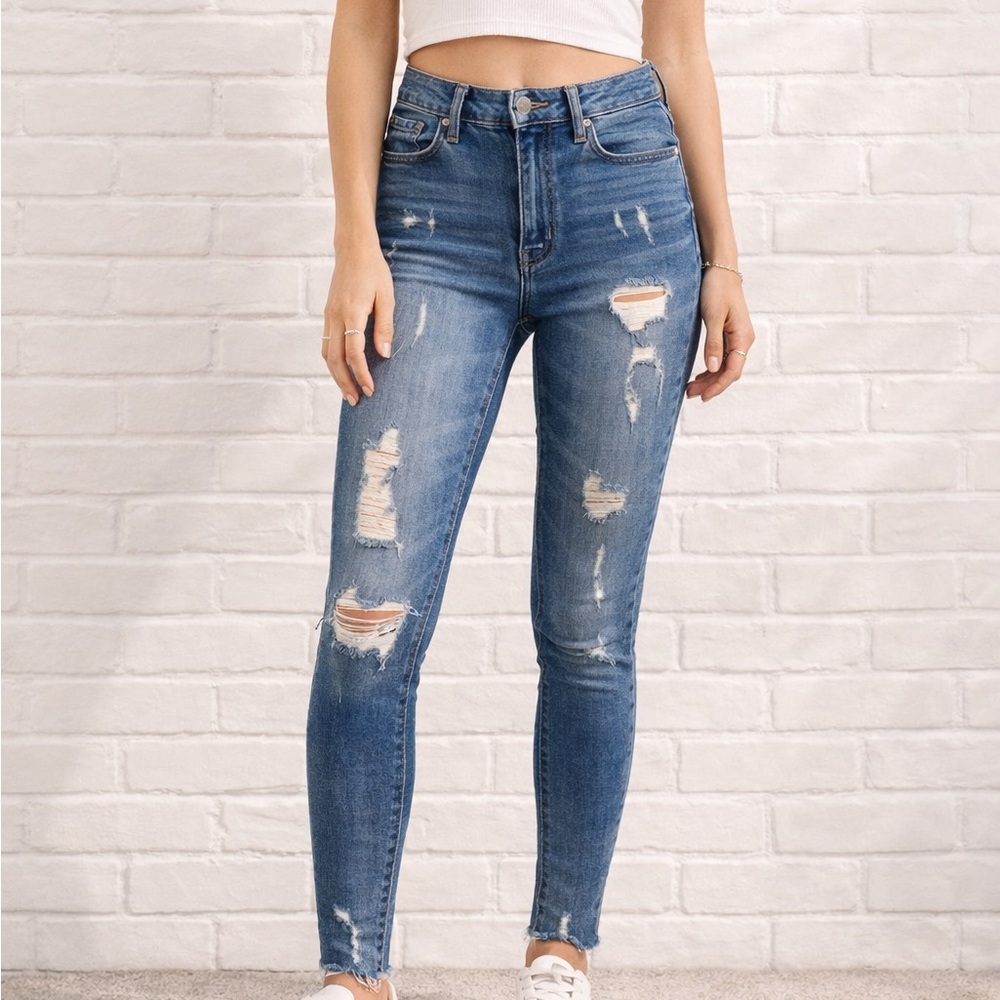 Altard state distressed medium wash high rise raw hem skinny ❤️